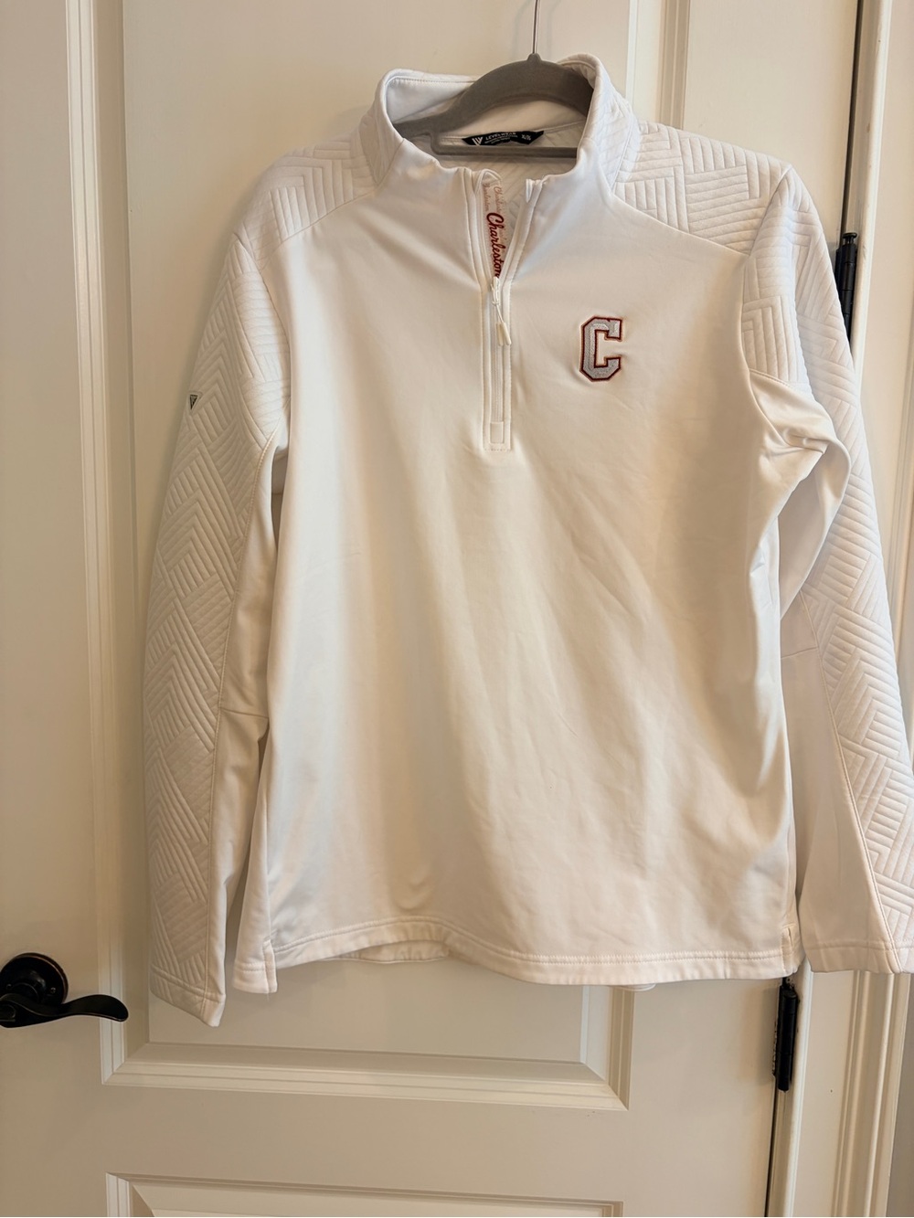 Levelwear Charleston 1/4 Zip Pullover White Quilted Sleeve Size XL